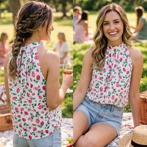 J. Crew Strawberry Print Halter Top
